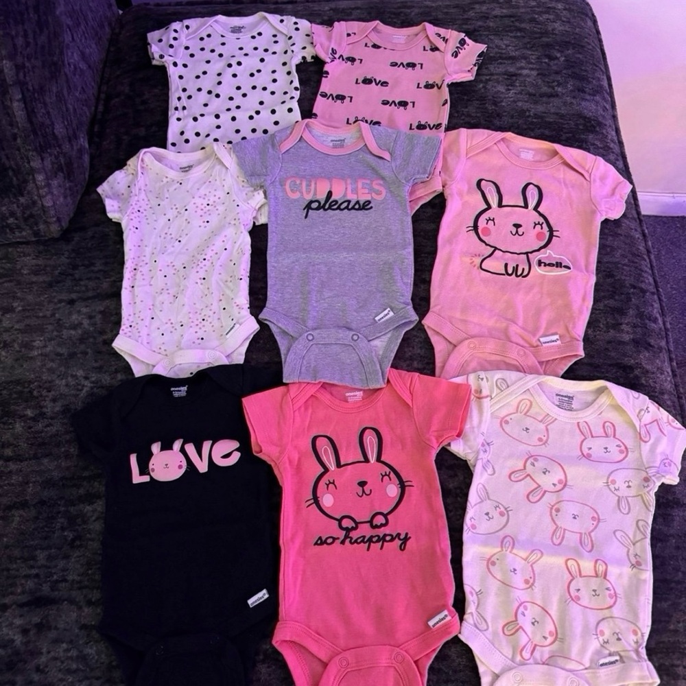 Assorted Baby Onesies Set - Pink, Black, White